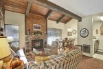 Mammoth Condo Rental Chamonix 21 - Living Room with Wood Burning Fireplace